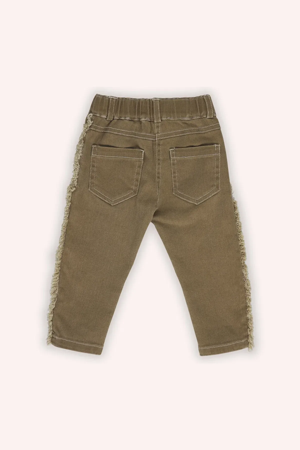Kız Bebek Beli Lastikli Camel Kot Pantolon