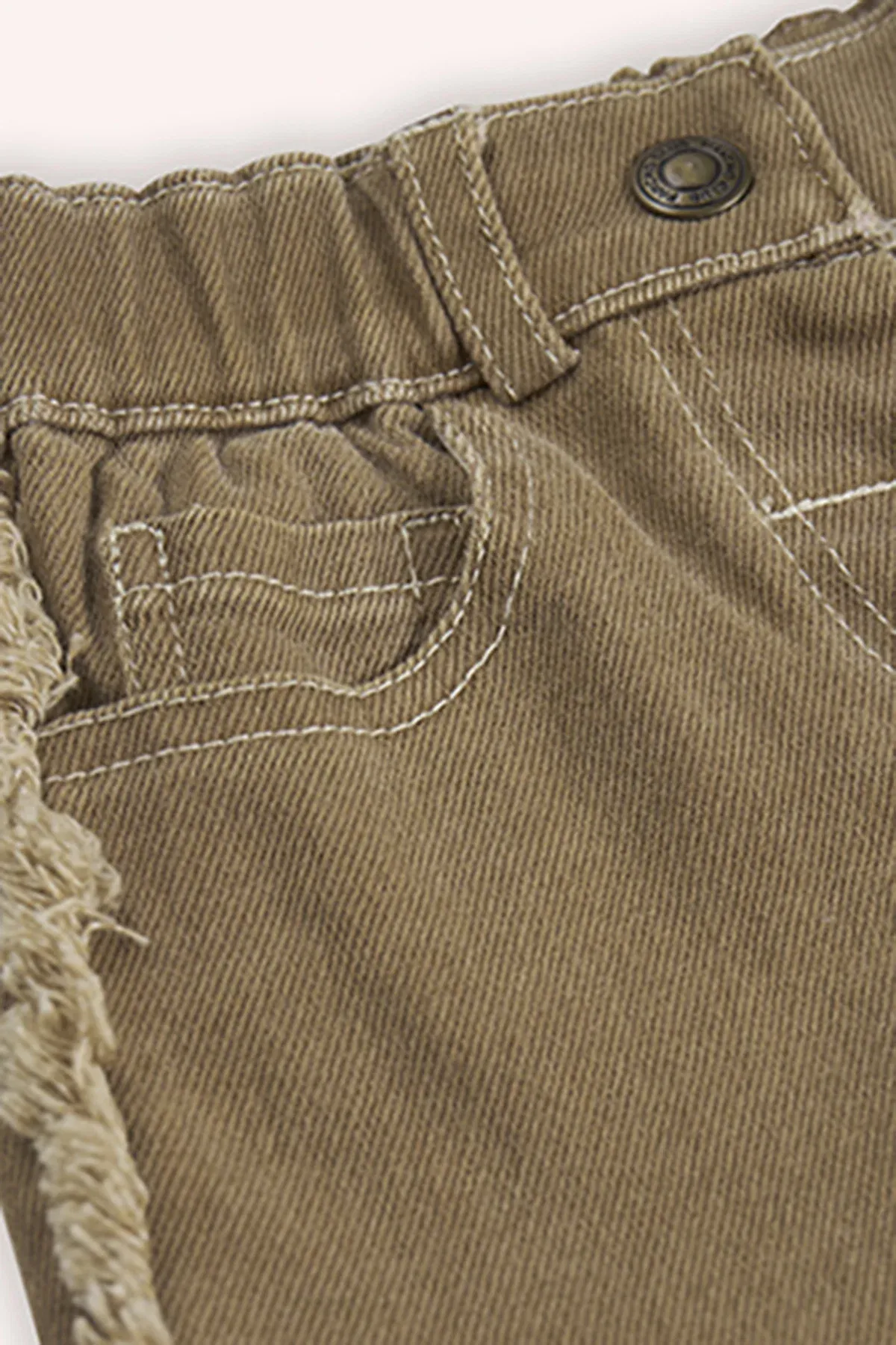 Kız Bebek Beli Lastikli Camel Kot Pantolon