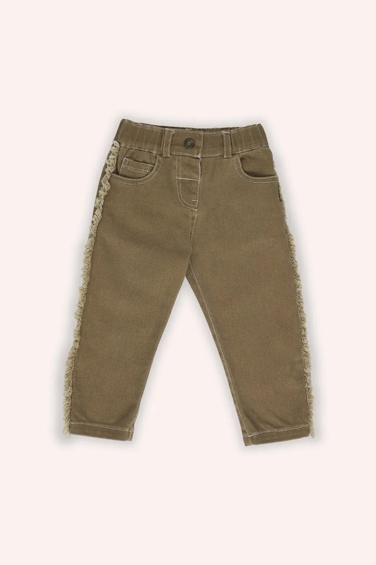 Kız Bebek Beli Lastikli Camel Kot Pantolon